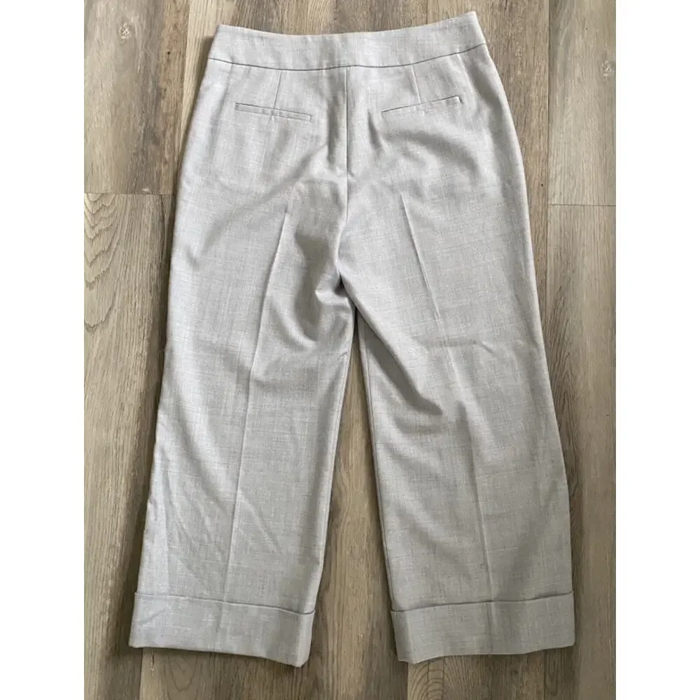Amina Rubinacci Gray Wool Crop Cuff Trousers Size 44 IT/8 US Quiet Luxury Italy - Picture 2 of 6